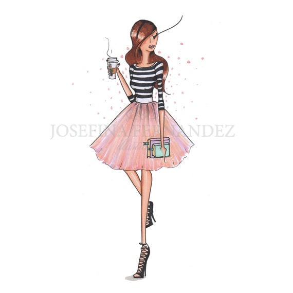 Fashion illustration print Tulle books and by JosefinaFernandez