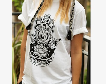 HAMSA HAND t-shirt shirt tee unisex mens womens boho kitsch fatima hand tumblr pinterest instagram blogger zoella 100% cotton gift*brand new