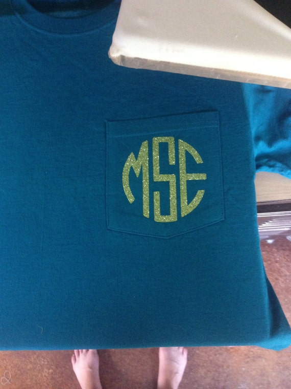 Items similar to Vinyl Monogrammed T-Shirt with pocket on Etsy