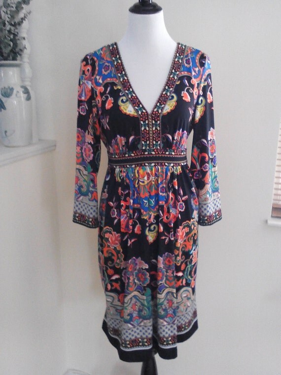 Vintage 90s Boho Dress by ECI New York Size L Knee Length