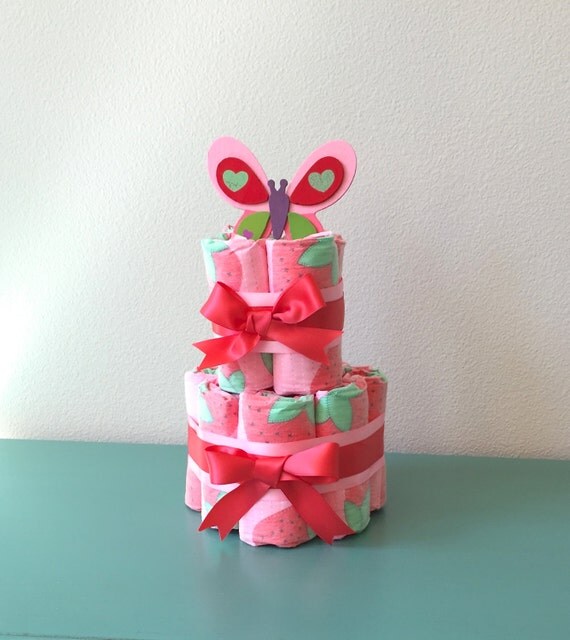 Strawberry Diaper Cake Honest Diaper Cake by BeachBabyDiaperCakes