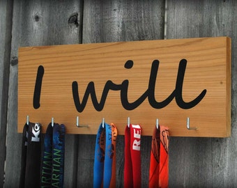 Wood Running Medal Holder - I Will