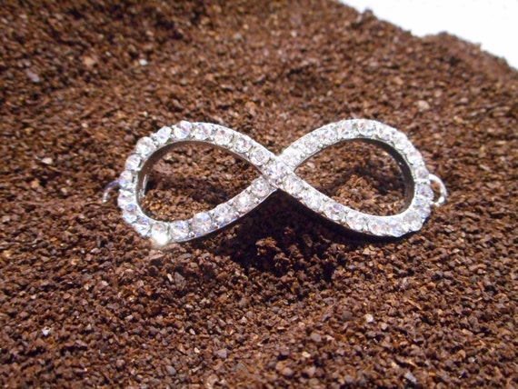 1 Metal Infinity Link With Crystal Rhinestone Silver 16x49mm - Free Combined Shipping