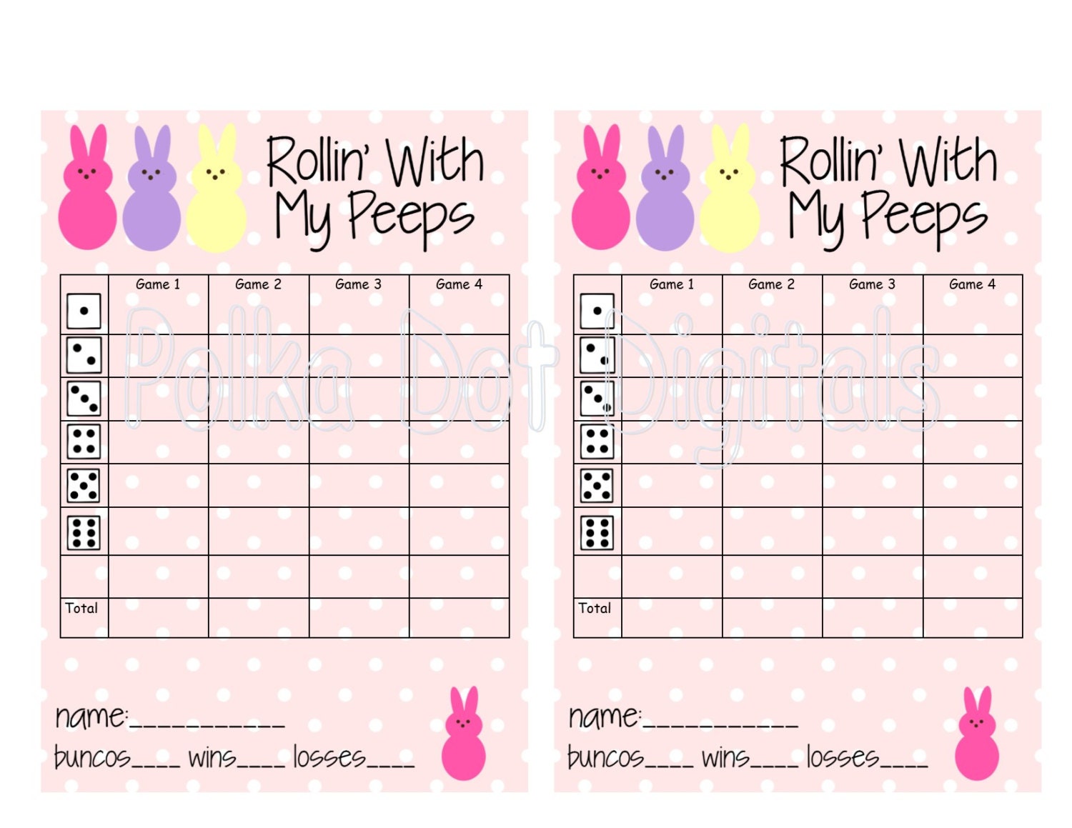 Bunco Score Sheets Printable