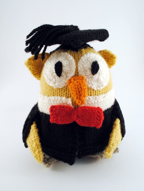 Knitted Owl Doll Graduation Gift handmade Australian Wool