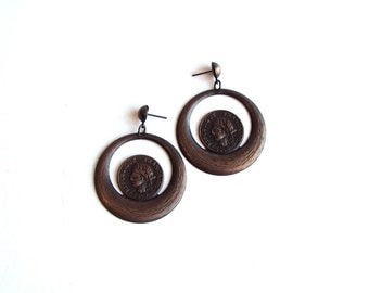 french coin earrings . vintage earrings . dangle earrings . 1808 france costume jewelry