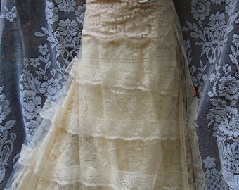 Blush wedding dress vintage tulle satin by vintageopulence