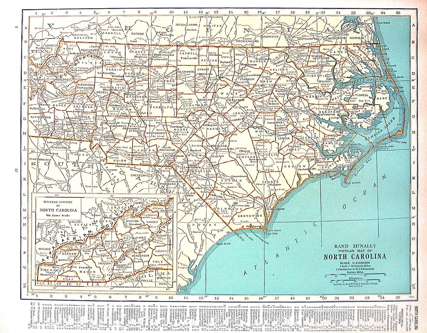 North Carolina North Dakota Map 1920 US by mysunshinevintage