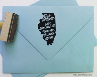 Return Address Stamp - Self-Inking Address Stamp - Custom Address Stamp - state stamp - illinois - michigan (037)