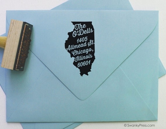 Return Address Stamp - Self-Inking Address Stamp - Custom Address Stamp - state stamp - illinois - michigan (037) Il_570xn