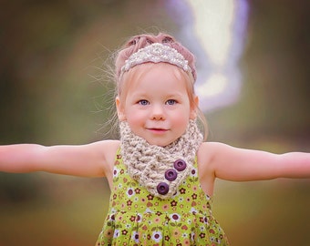 Oatmeal Kid Scarf Girl Scarf Boy Scarf Oatmeal Scarf Oatmeal Scarflette Kids Scarflette Girls Scarflette Boys Wood Button Scarf Button Cowl