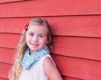 Sky Blue Kids Scarf Blue Kids Scarflette Blue Girls Scarf Blue Boys Scarf Girls Scarflette Boys Scarflette Crochet Scarf Knit Button Cowl