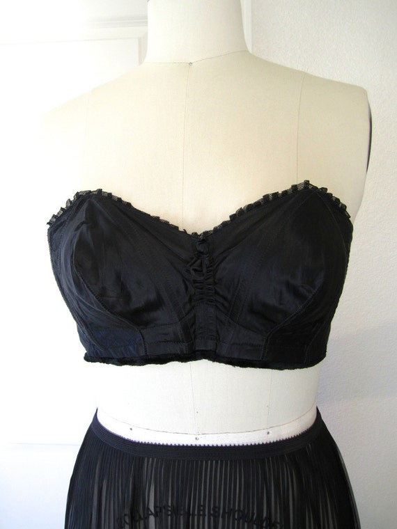 Vintage 1950s Satin Exquisite Form Strapless Bullet Bra 