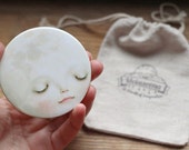 Sweet Moon - Pocket Mirror -  Smiling moon mirror, kids mirror, girl gift  by  Meluseena