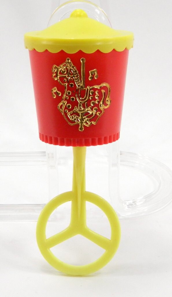 Vintage Baby Rattle Hard Plastic Red and by QueeniesCollectibles