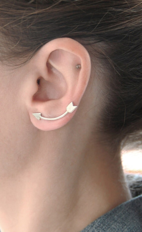 Silver arrow ear climbers ear cuff Gift for her by tothemetal