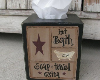 Primitive Hot Bath Bathroom Sampler Tissue Box Cover GCC5631