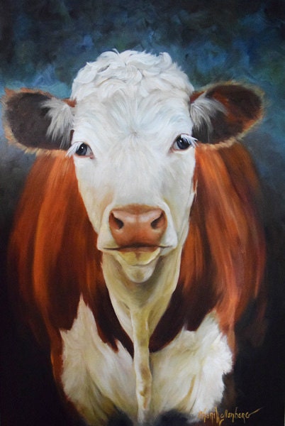 Oil Painting Hereford COW Named Sally 20x30 Canvas Oil