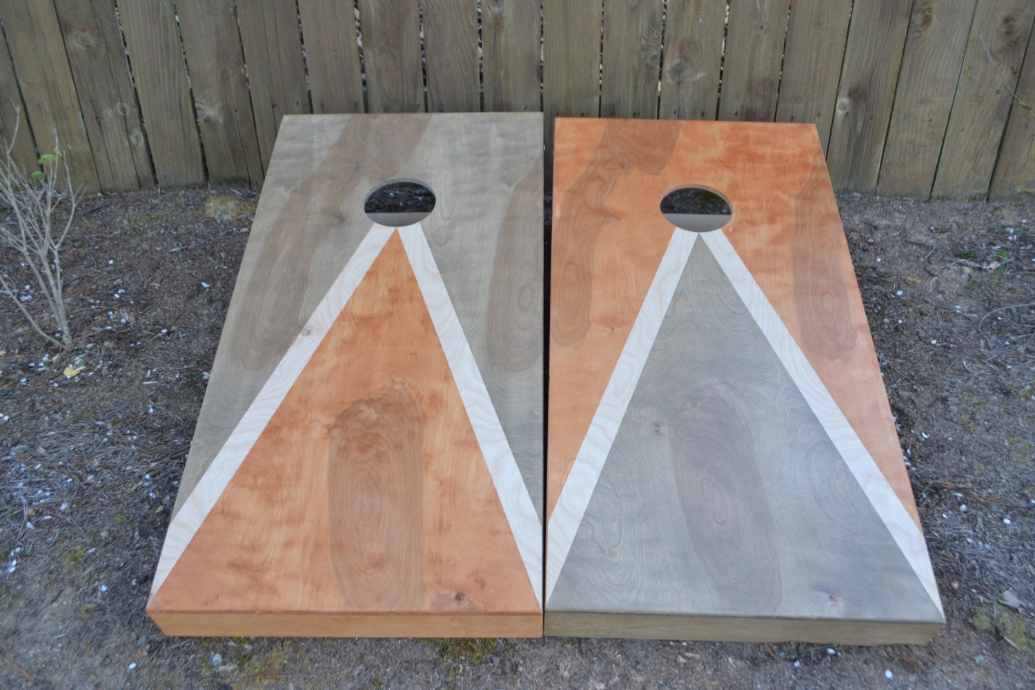 Custom Full Size Stained Cornhole Boards Set with
