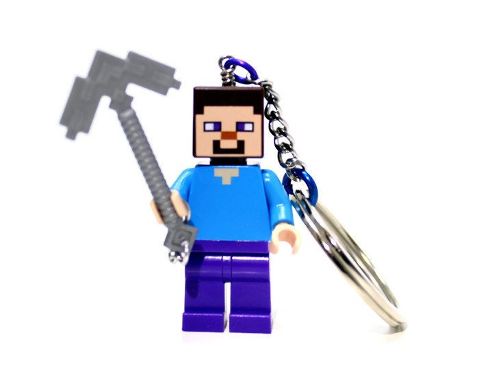 Minecraft Steve Keychain made from New Minecraft LEGO