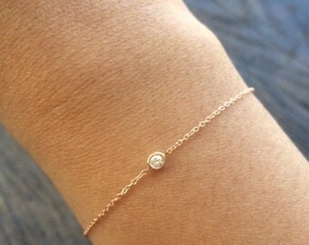 Diamond Bezel Bracelet, Diamond Solitaire Bracelet, Diamond Bracelet, Dainty Diamond Bracelet, DBY, Bezel Bracelet, Diamond Bezel, Bezel