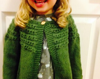 Baby Cardigan Wool Sweater, Sweater Size 6 mth - Size 1, Child Wool Sweater, Baby Knit Sweater, Baby Green Sweater, Toddler Yellow Sweater