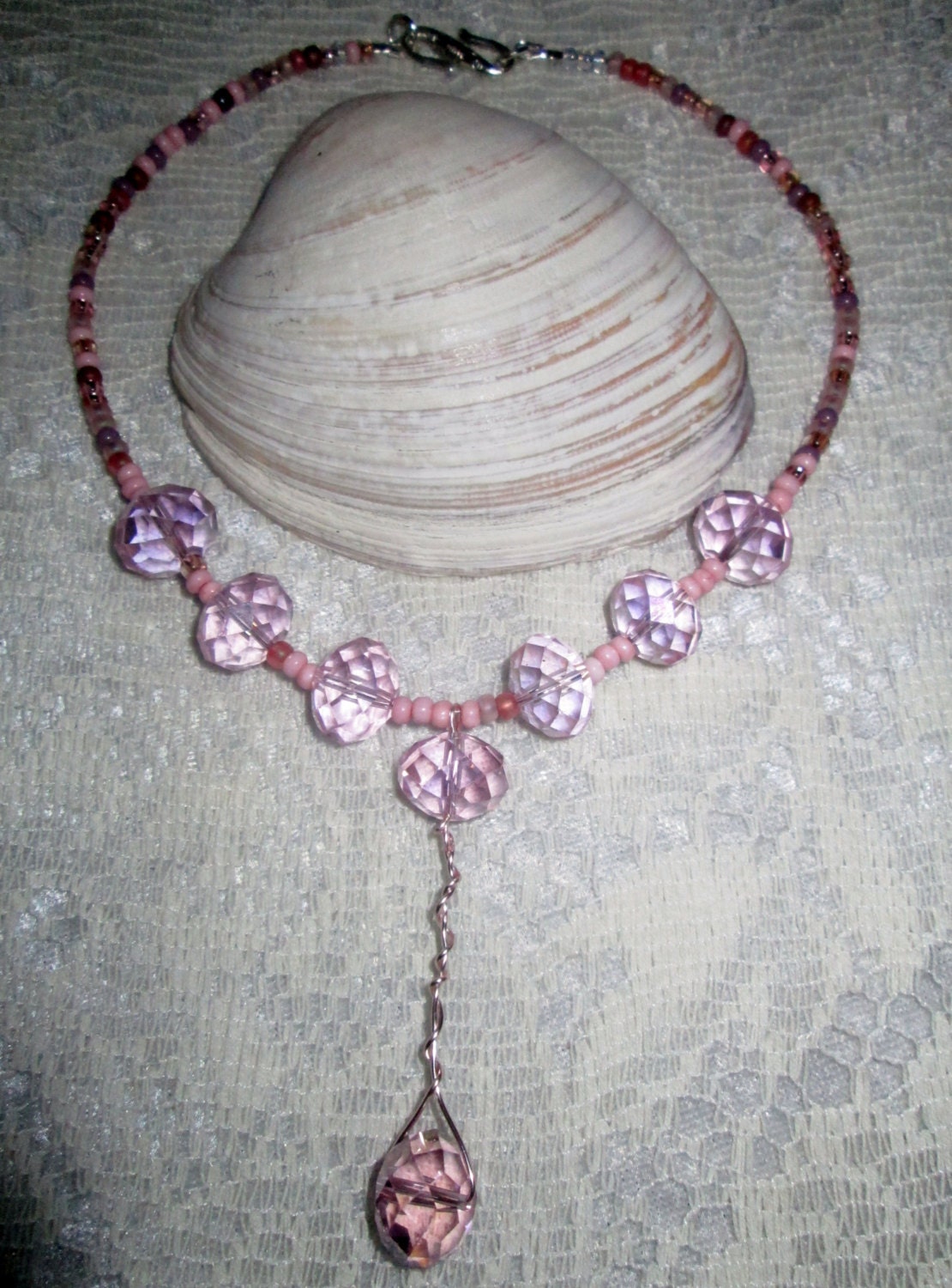Pink Icing Diva Necklace Delicate & Feminine Pink Crystals