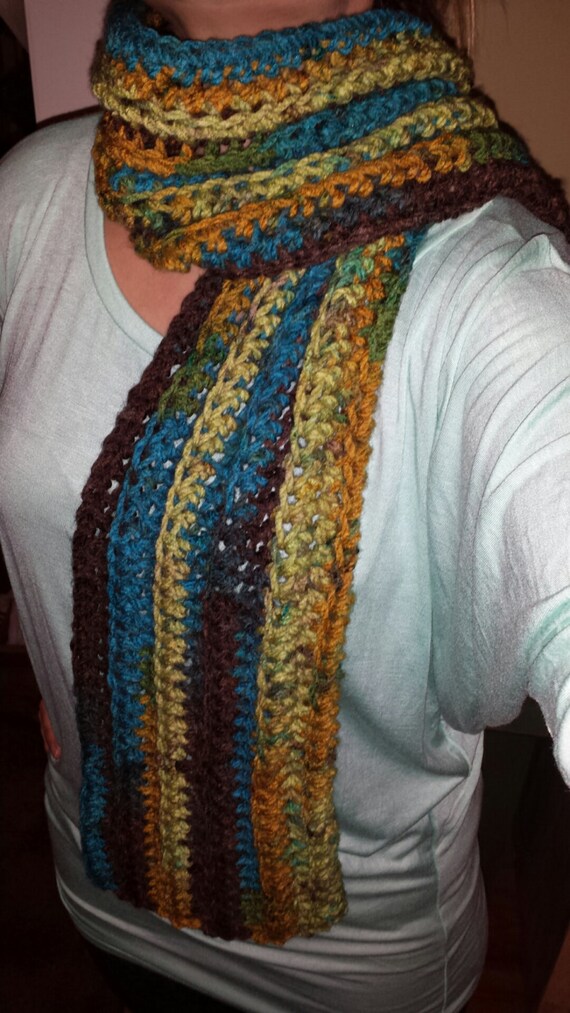 Crochet Multicolored long scarf by DingosDen on Etsy