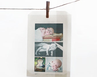 Custom Printed Glassine Bags set of 12- size 4 3/4 x 6 3/4 inches || Wedding Favor Bags, Treat Bags, Photography Presentation