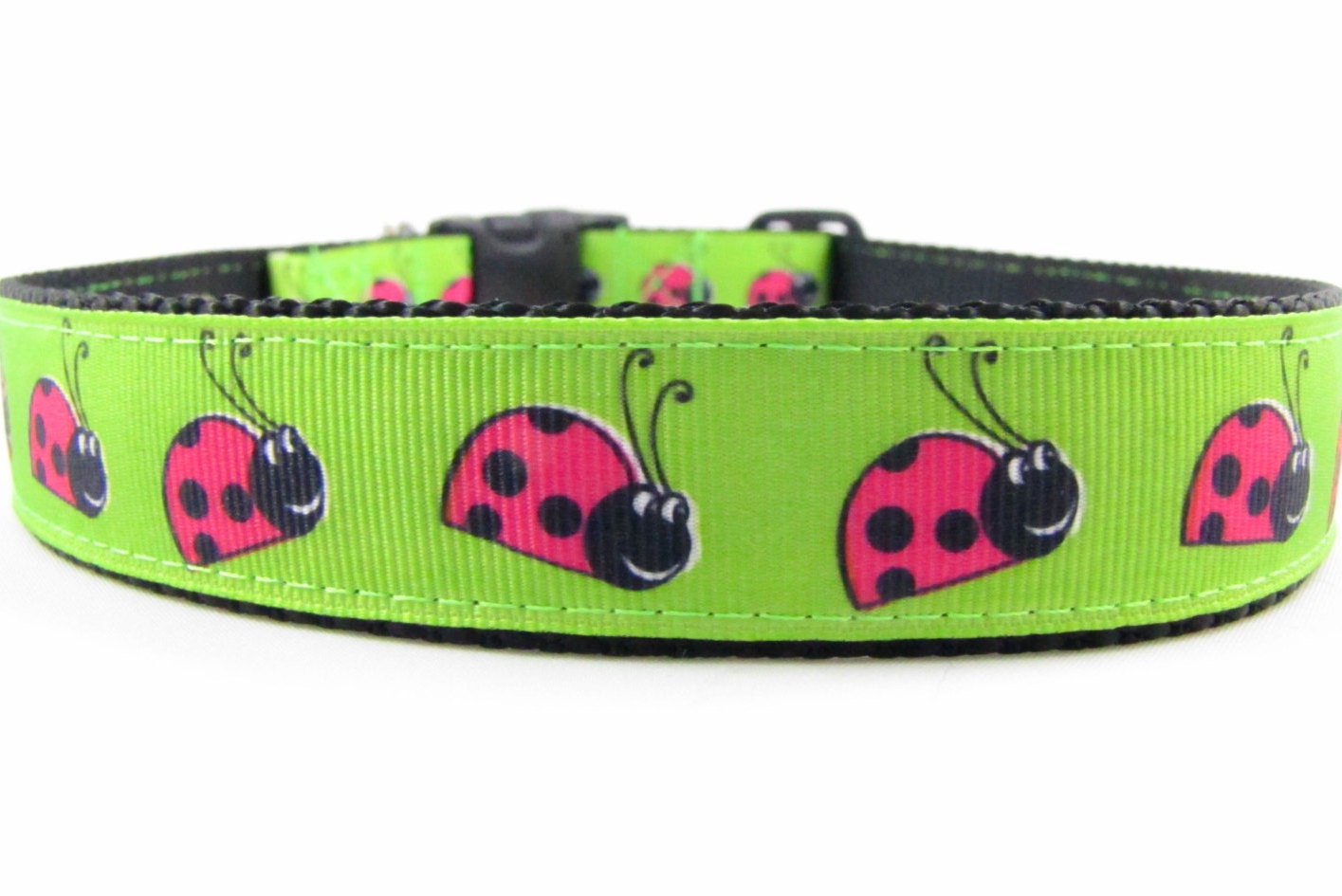 Lime green Ladybug Dog Collar / Lady Bug Collar / by caninestruts