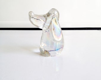 Vintage Glass Hound Dog Paperweight / Figurine