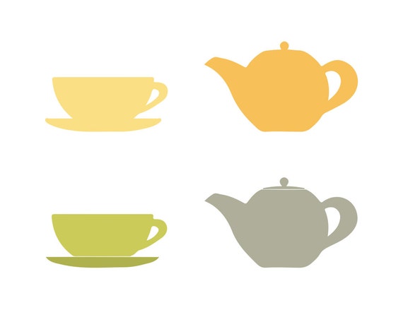 Download Cup & Saucer Teapot Teatime Afternoon Tea SVG Cutting