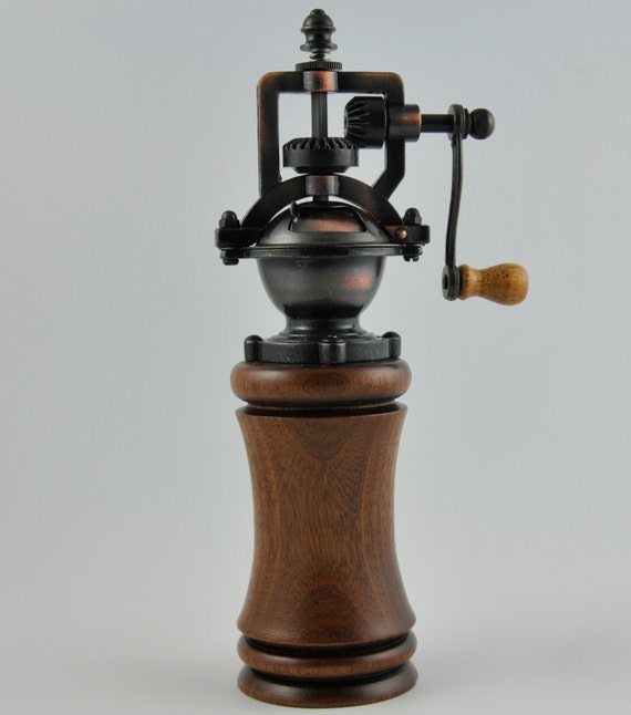 Antique Pepper Mill Made From Black Walnut Of Pa. Adjust From