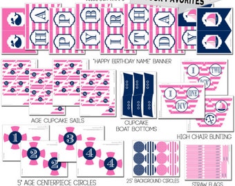 nautical birthday party girls nautical party printable pool party decorations pink nautical party - Nautical Party Decorations nautical birthday party girls nautical party printable pool party decorations pink nautical party - Nautical Party Decorations