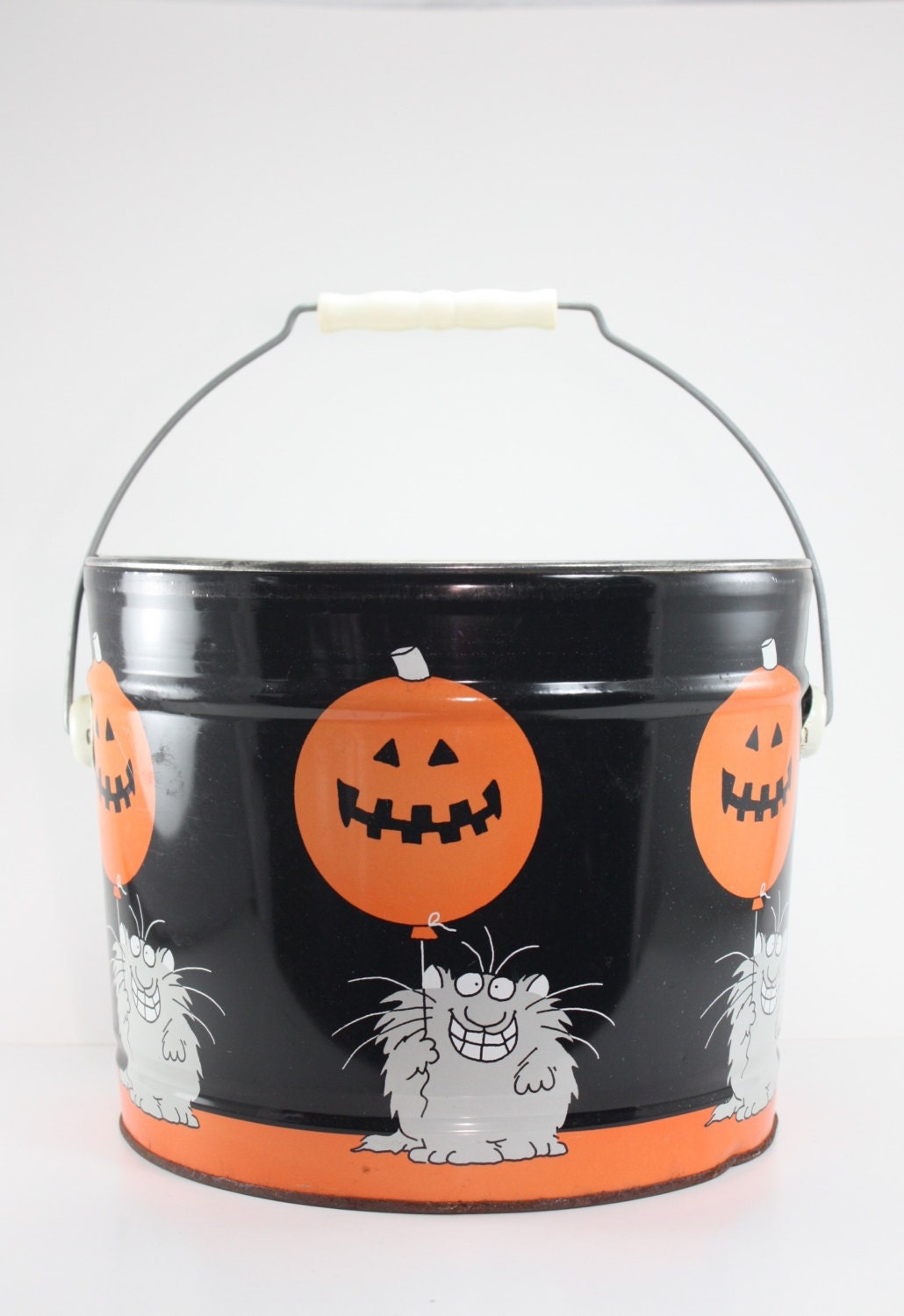 Vintage Halloween Trick Or Treat Candy Container Holder Pail