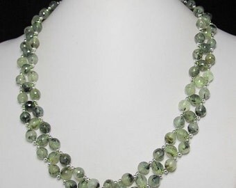 Necklace 19 inch IN Prehnite 8mm faceted and 925 Silver