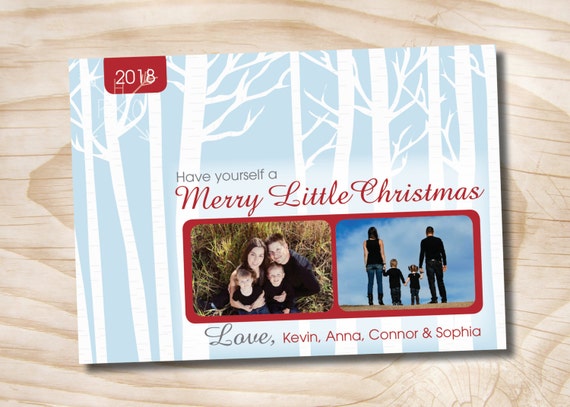 BIRCH TREE BLISS Custom Christmas Holiday Photo Digital Card- diy, you print, printable Il_570xn