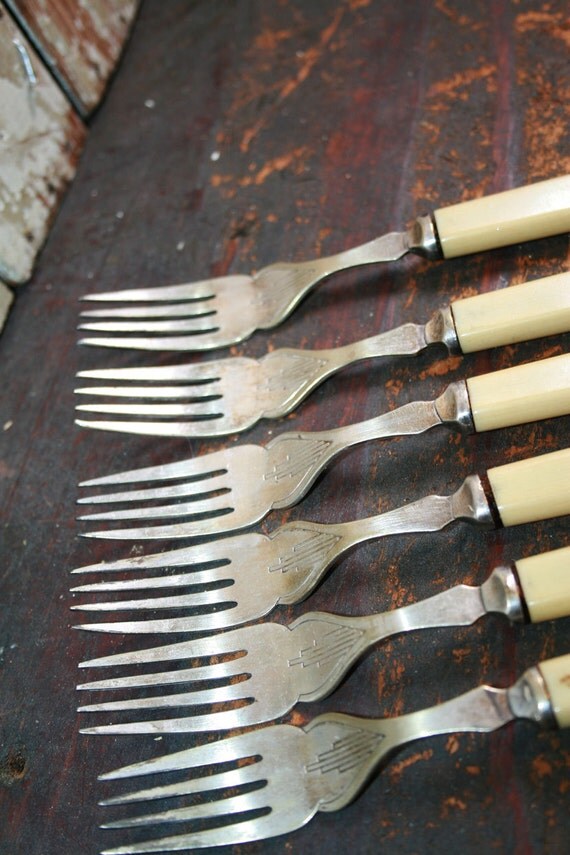Vintage Cocktail Forks Bakelite Set of 6 Altered Art
