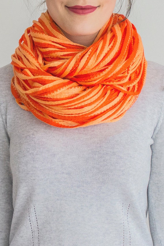 Orange Infinity Scarf Womens Scarf Mens ScarfSkinny Scarf