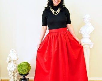 Red Midi Skirt Mini skirt or Maxi Ball skirt with by SandeeRoyalty