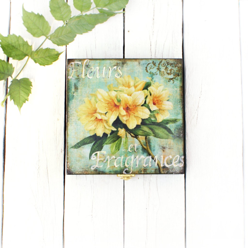 Floral Fragrance Wooden Shabby chic Money box by Alenahandmade