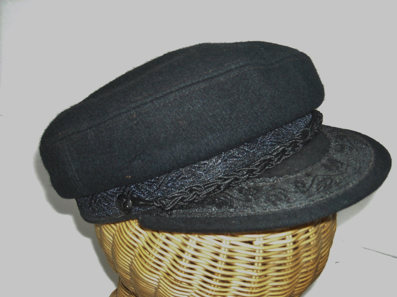 Vintage Greek Fisherman's Cap Black Fishermans Cap