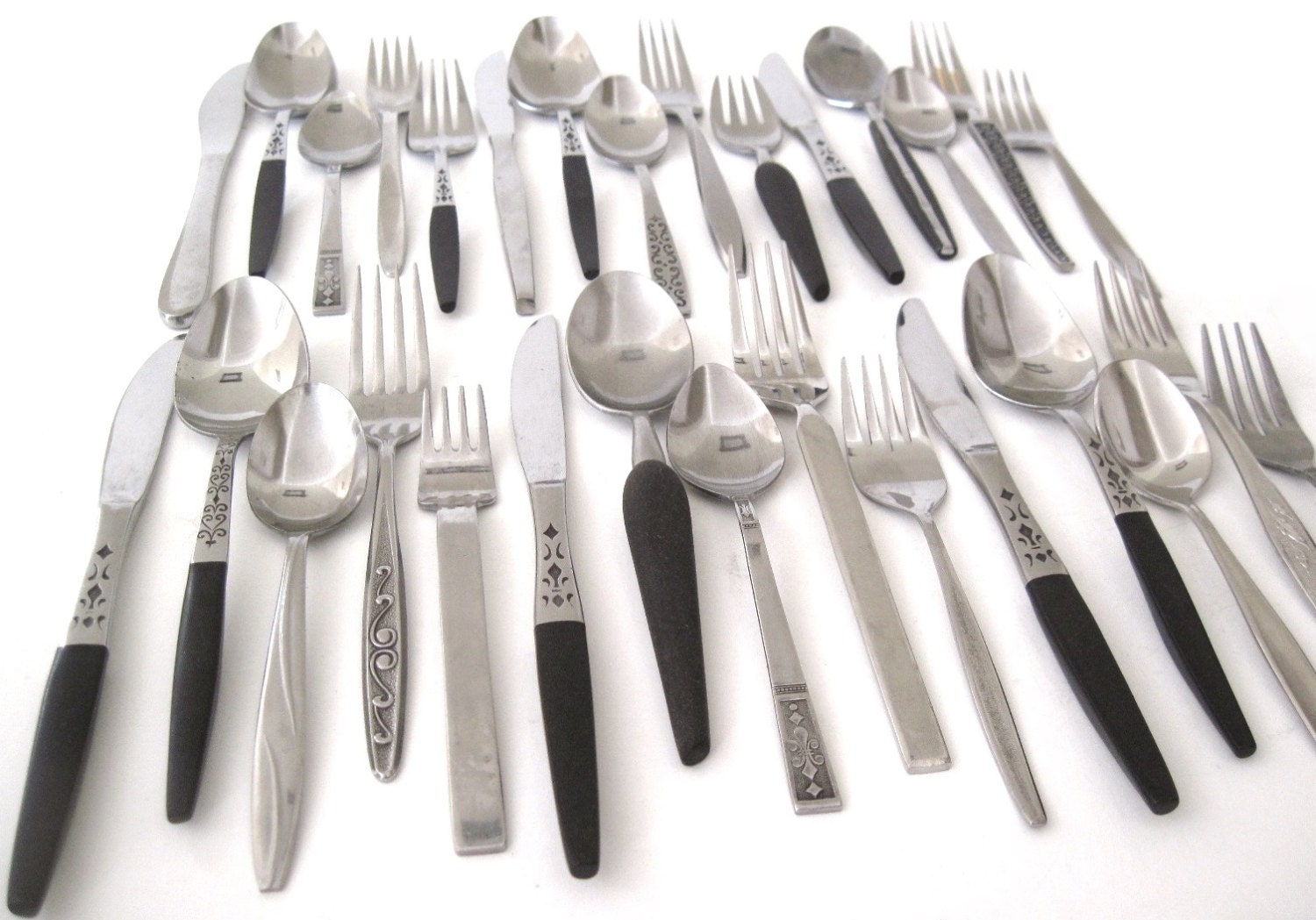 Mid Century Stainless Flatware Set Mismatched by LaurasLastDitch