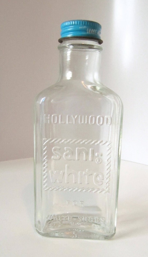 Vintage Hollywood SANIWHITE Shoe Polish Glass Bottle Medical