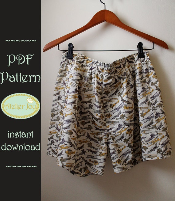 Mens Boxer Shorts Pattern and Tutorial PDF Download by AtelierJoy