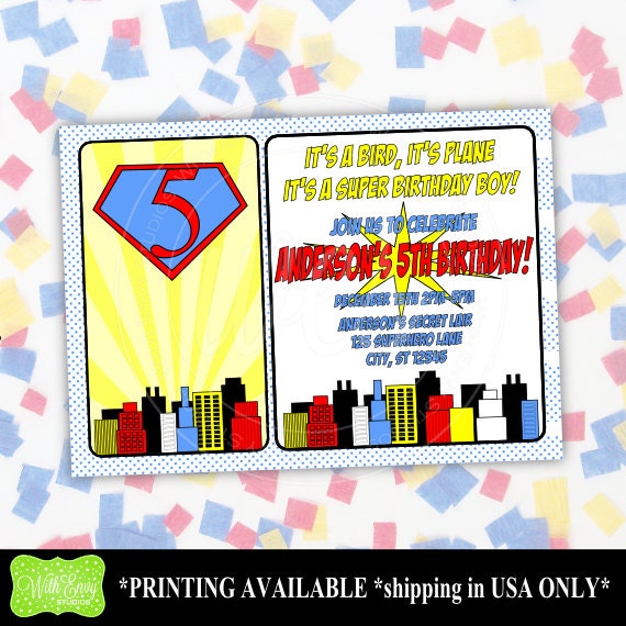 Superhero Party Invitation - Superhero Printable Invitation - Superhero Birthday Party - Superhero Invite Il_570xn