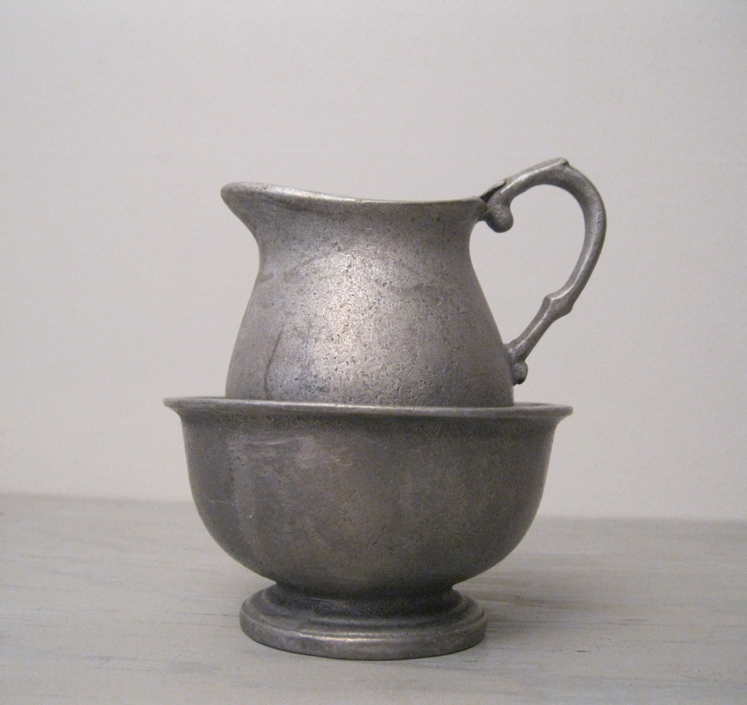 Vintage Pewter Cream and Sugar Set Pewter Cream by Suite22