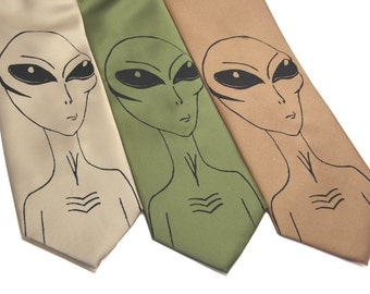 Alien Tie screen printed Necktie Extraterrestrial Scifi
