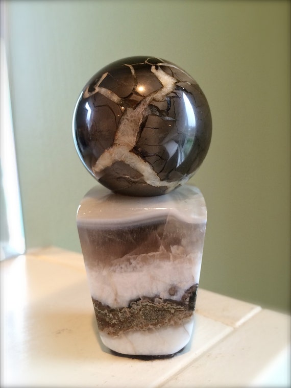 Rare Michigan Lightning Stone Septarian Concretion Sphere with