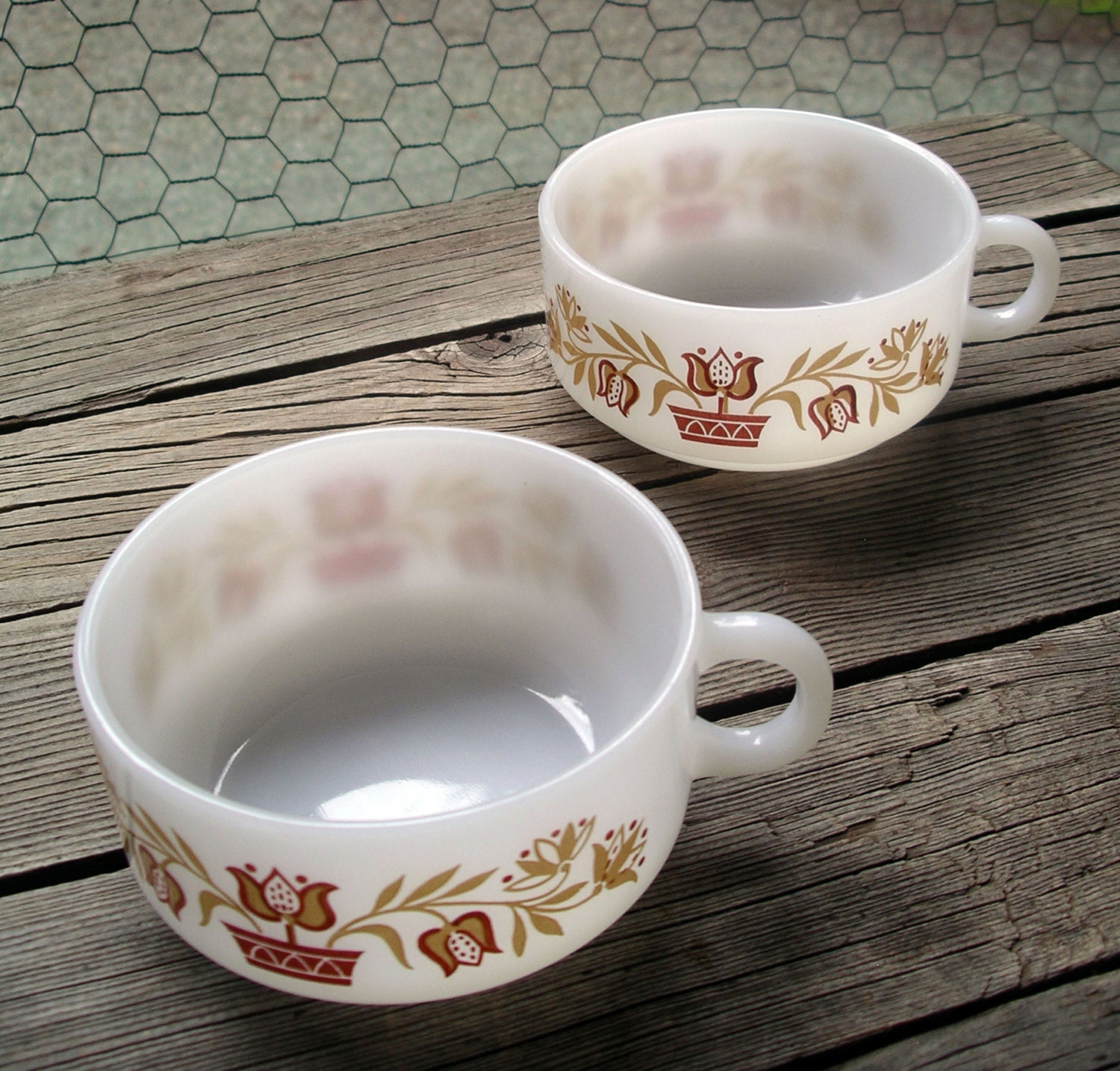 Vintage Pair of Glasbake Soup Bowls – Jeanette Soup Mugs – 1970’s Era ...